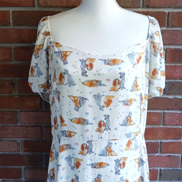 Disney Her Universe Lady & The Tramp Sweetheart Fit n Flare Dress 3X Puff Sleeve - Picture 7 of 10